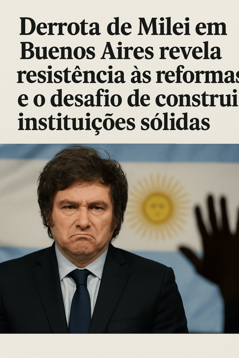 Derrota de Milei em Buenos Aires revela resistência às reformas e o desafio de construir instituições sólidas