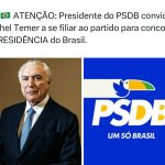 PSDB tenta atrair Michel Temer para disputar a Presidência em 2026